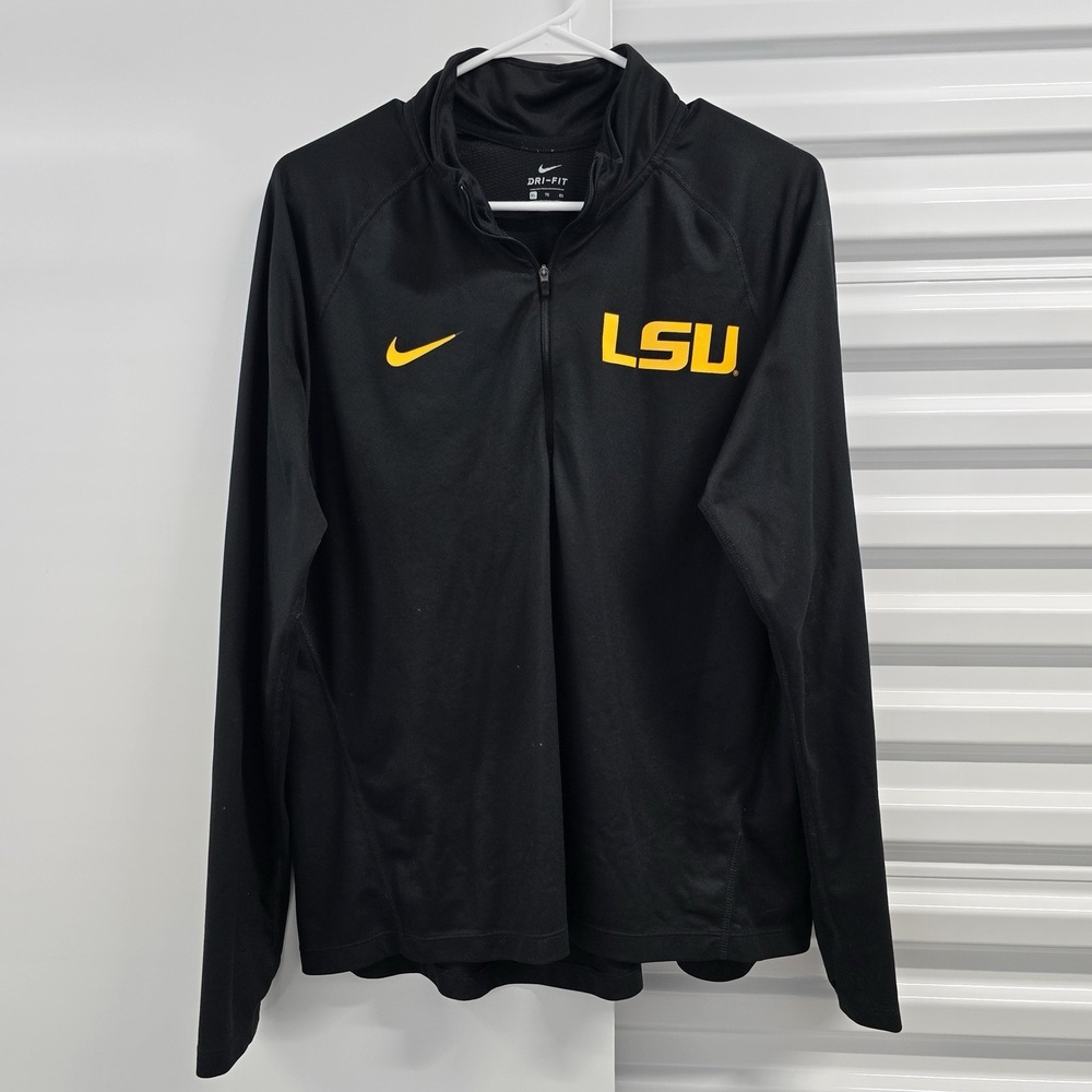 Nike Dri-FIT LSU Tigers 1/4 Zip Pullover Jacket Black Mens XL NCAA